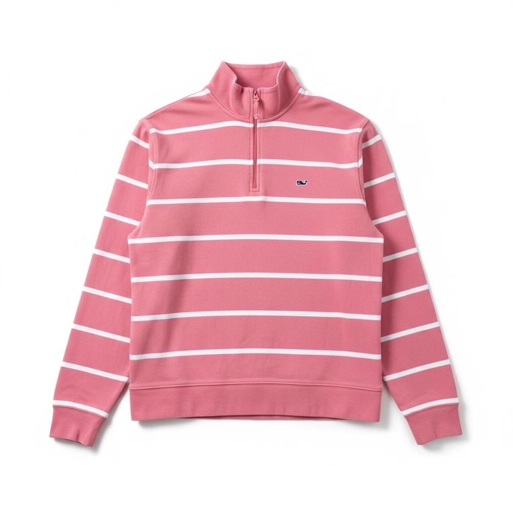 Vineyard Vines Pink White Men Small Mock Neck Long Sleeve Pullover Sweatshir